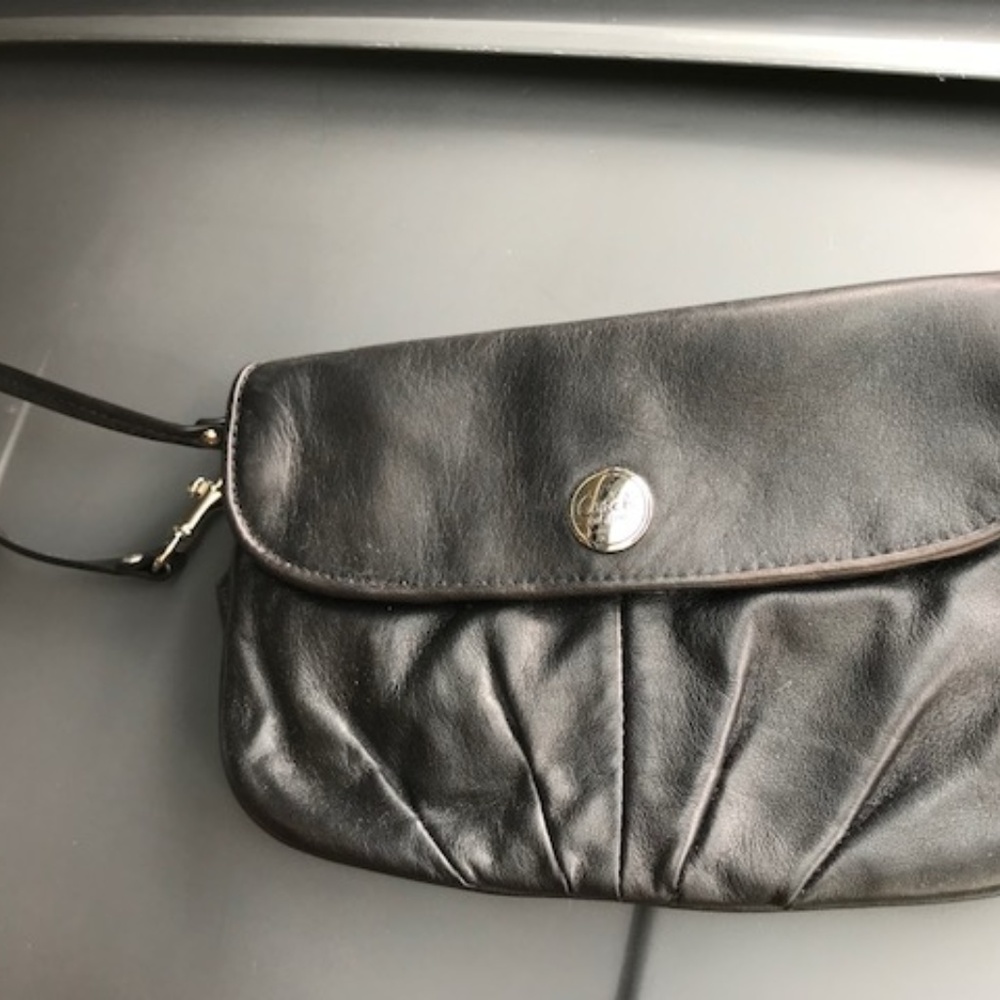 Coach black wristlet clutch purse